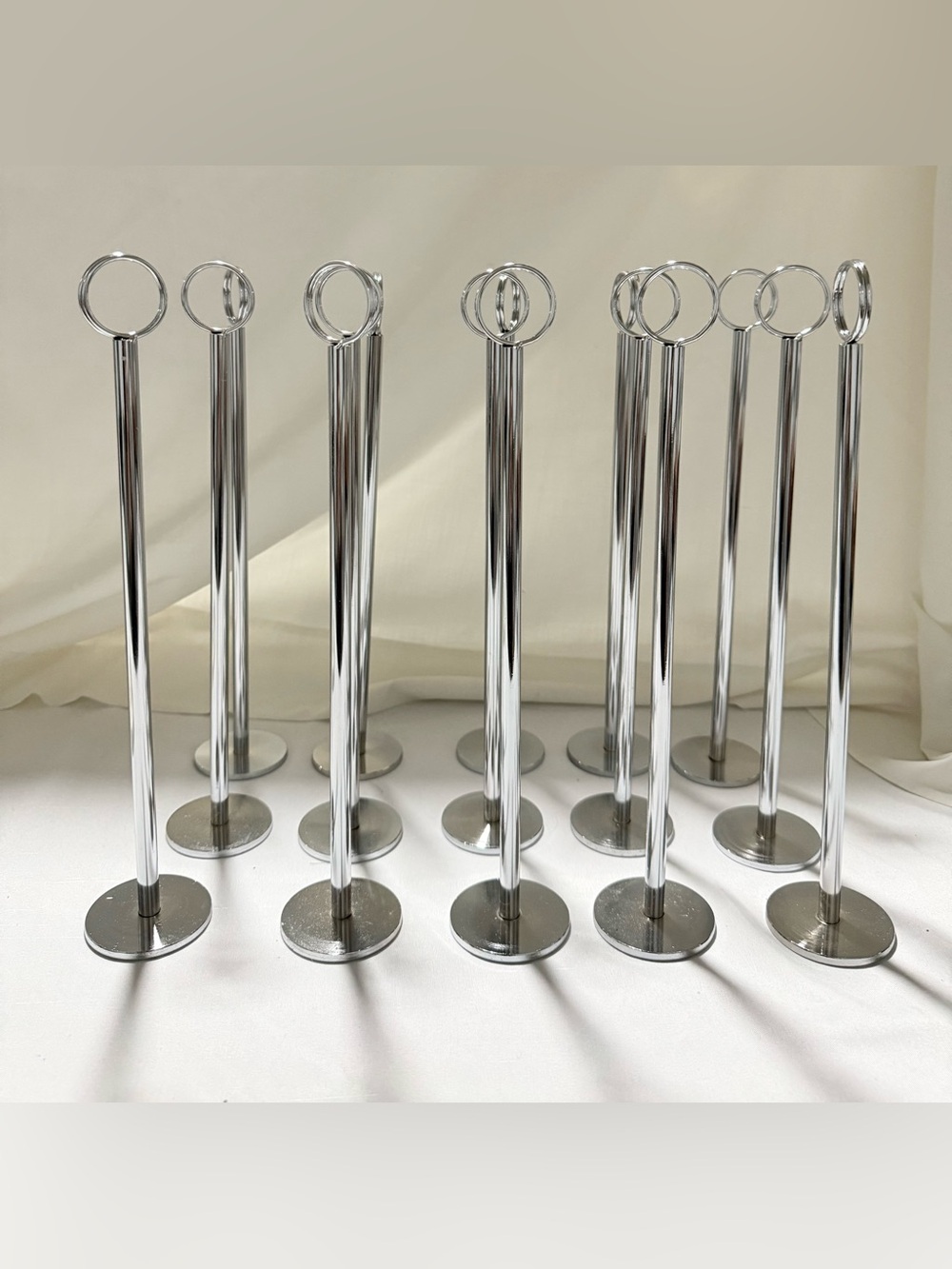 Chrome Table Card Holders — Set of Metal Place Card Stands lot of 15